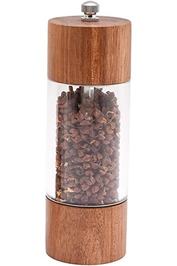 erorex Acacia Wood Pepper Storage Jar Brown And Clear Sp10714A