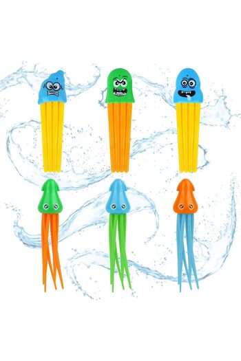 erorex 6 Pcs Diving Pool Toys Set Diving Mermaids Diving Torpedoes Diving Seagrass Diving Rings Marine Gem