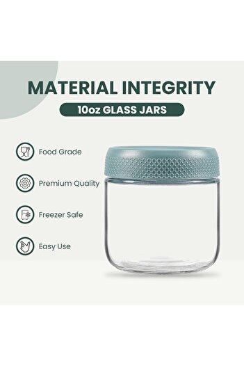 erorex 10Oz Glass Jars Airtight Lids, 3 Pack Wide Mouth Mason Jars Overnight Oats, Salad, Snacks, Yogurt,