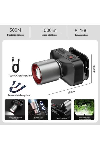 erorex Headlamp Rechargeable 1 Pack Super Bright LED Head Lamp Waterproof Outdoors Headlamp Flashlight
