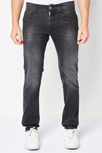 Replay Men Slim Fit Solid Stretchable Jeans, Wash Grey
