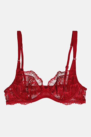 Calvin Klein Women Lace Underwired Non Padded Bra, Red