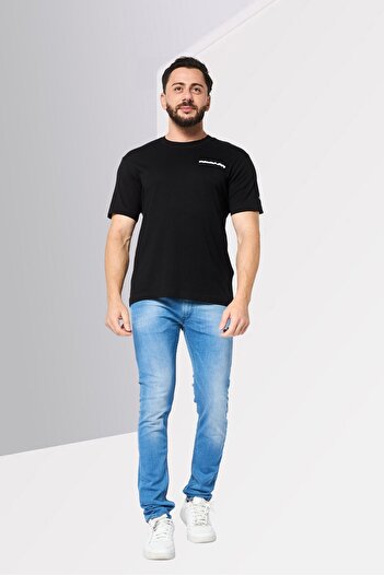 Replay Men Crew Neck Short Sleeve Graphic Print T-Shirt, Black