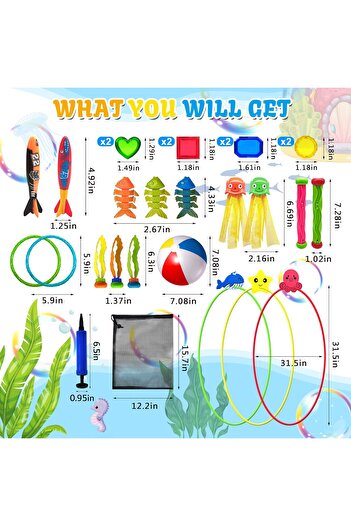 erorex Pool Diving Toys Kids 31 Pcs Swimming Thru Pool Diving Game Toys Diving Swim Thru Rings Kids Age 3