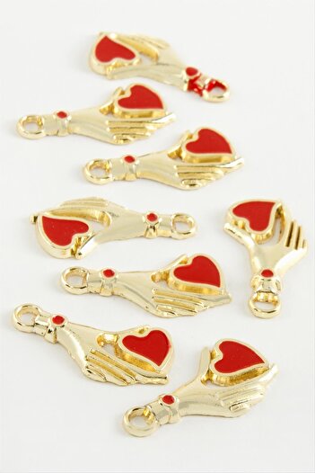 ZERO LAND Hn-Shop Heart Single Handle Enamel Bracelet and Pendant Apparatus 1 Piece-Red