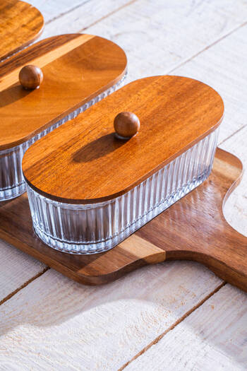 ACAR Gemmy Set of 3 Acacia Tray Presenters