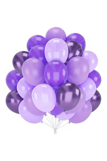 Flippy Set of 10 Chrome Latex Balloons, Flippy, Party Model, 23 cm, Various Shades of Purple, 2.2 g