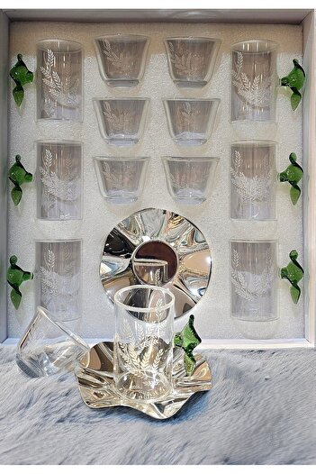 Alamtiaz Tea and coffee cups and saucers set, stainless steel, modern design, 18 pieces