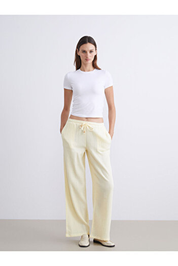 LC Waikiki Sparkling Selections from Shining Store |   Textured Muslin Women's Trousers with Elastic Waistband