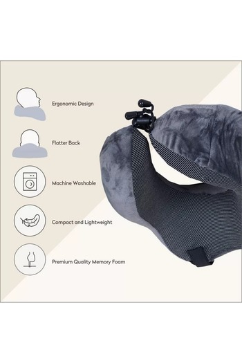 Home Center DONETELLA Memory Foam Portable Neck Support Travel Pillow - 29x29 cm