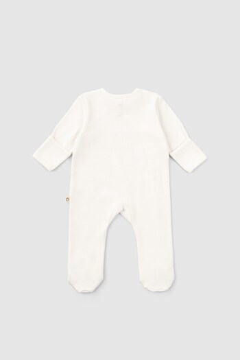 Little Gusto White Jumpsuit with Organic Cotton Booties and Self-Gloves