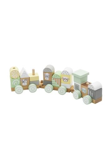 DacEnergy Wooden train set, 3 carriages, made up of different blocks, develops imagination, creates...