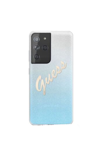 Guess Glitter Gradient Protective Cover for Samsung Galaxy S21 Ultra, Light Blue