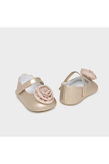 MAYORAL Newborn Baby Girl Mary Jane Floral Ballerina L26K9969-Gold Beige