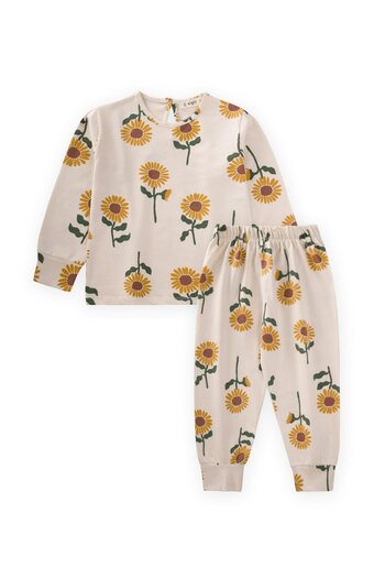 Cigit Set de pijamale cu model pentru vârstele 2-10 ani, model floarea-soarelui
