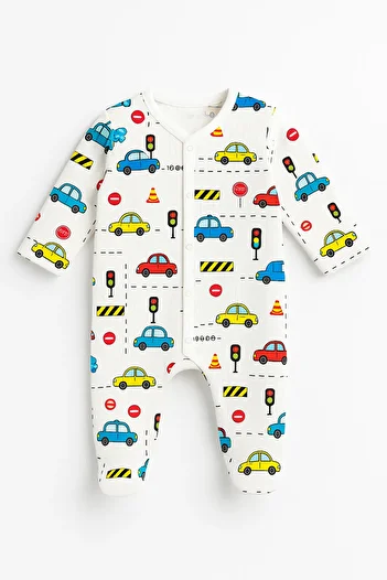mini mia Fabric Baby Romper with Car Pattern Report 1-3-6 Months