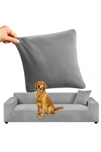 zola Velvet sofa cover 145-185 cm + pillowcase 45x45 cm, elastic, waterproof, dark gray