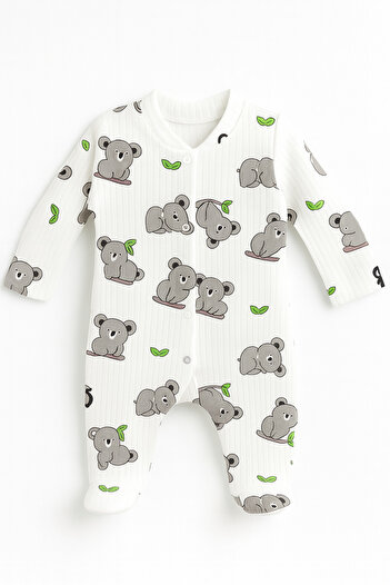 mini mia Patterned Fabric Baby Romper with Report – Soft and Comfortable (1-3-6 Months)