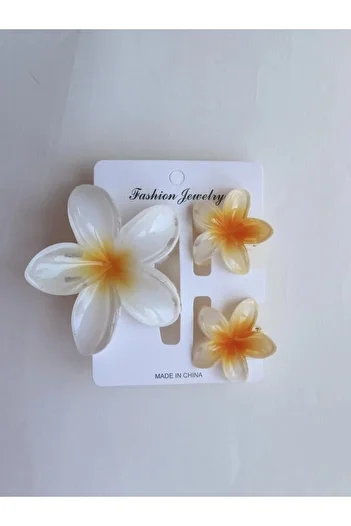 Reorah Collection Hibiscus Buckle Set Yellow - White