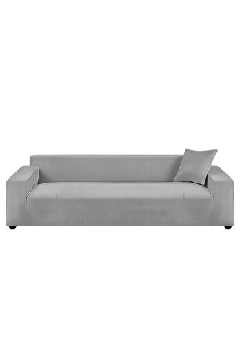 zola Velvet sofa cover 190-230 cm + pillowcase 45x45 cm, elastic, waterproof, dark gray