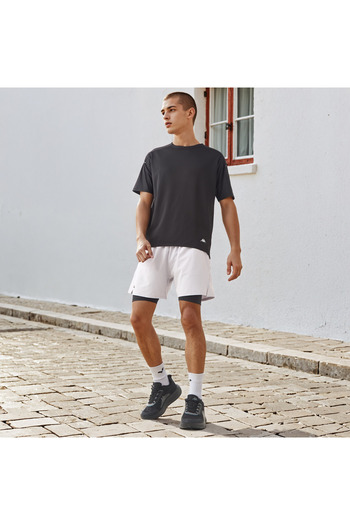 Kappa Logo Print Running Shorts with Inner Shorts