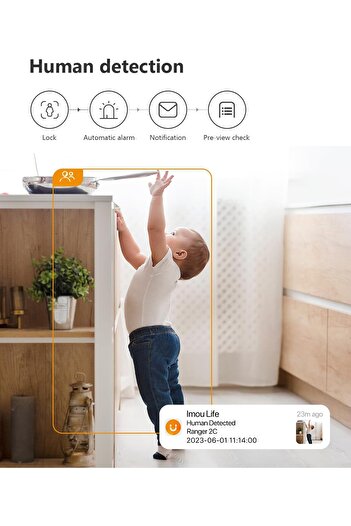Imou 2K Security Camera for Home 3MP Surveillance Cameras Indoor Cam, 360° Wi-Fi Camera (Ranger 2C)