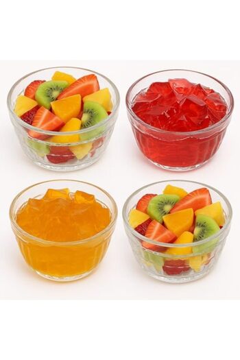 SAQOWARE Set of 4 Fruits Bowl 4.5" Acrylic Jelly Bowls - Fruit Bowls | Clear Textured Serving Bowl f