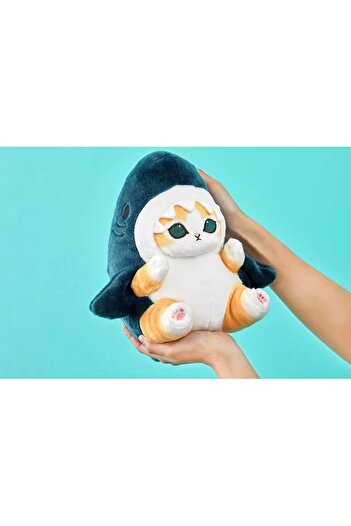 zola Plush toy cat-shark, hypoallergenic filling, soft polyester, 55x30 cm, white/gray