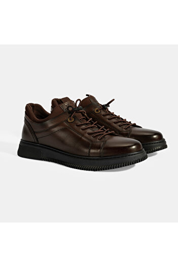 Desa Men's Brown Laced Leather Casual Shoes