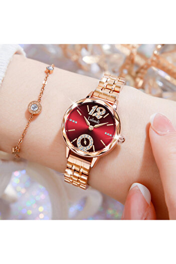 Youtrico Labaoli Luxurious rose gold watch,Round,diamond-set indexes