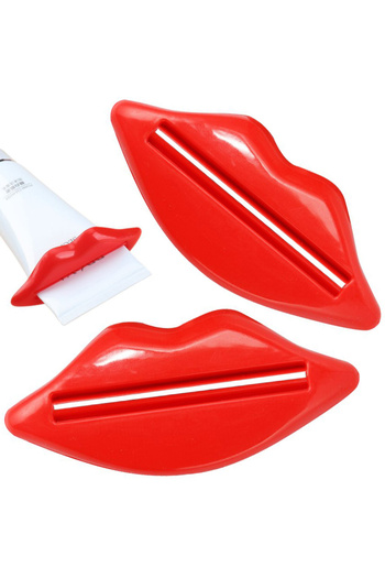 zola Toothpaste squeezer set, Zola®, 2 pieces, economical, lip-shaped, red