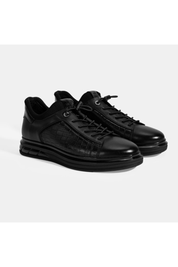 Desa Men's Black Lace-Up Leather Casual Shoes