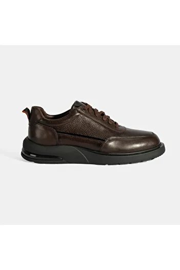 Desa Men's Brown Laced Leather Casual Shoes