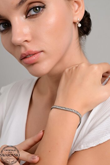 Swaroski Zirconia Stone Steel Mesh Bracelet |   Classic and Elegant