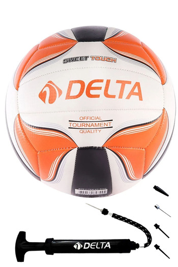 Delta Rivo Size 5 Volleyball - Durable Stitched Ball and Pump Set of 2 No:5 Orange