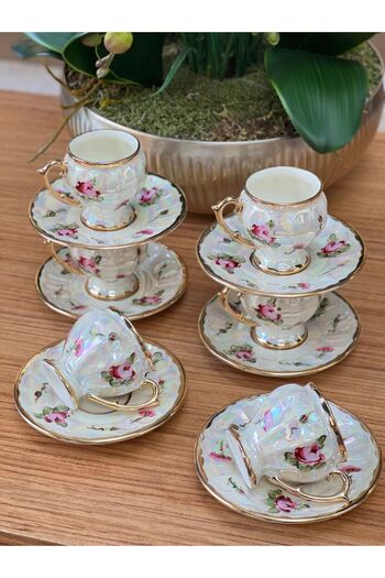 Laopala Diva Rose Handmade Coffee Cup Set for 6 People