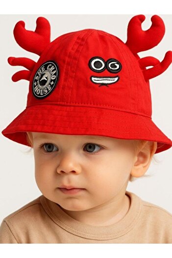 Zekids Boy's Crab Embroidered Bucket Hat for Ages 1-3