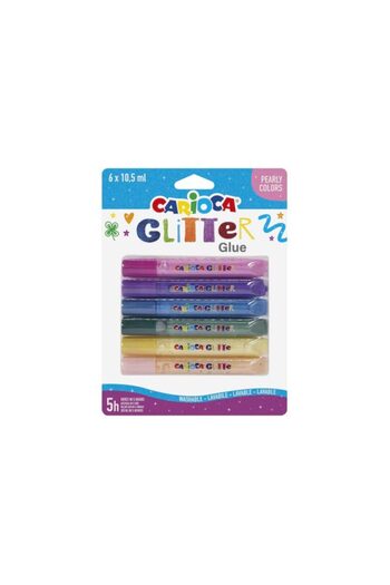 CARIOCA Tub de lipici cu sclipici, culoare multicoloră, material lipici cu sclipici, set de 6 bucăți