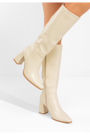 B T Shoes Μπότες με χοντρό τακούνι Avelia μπεζ