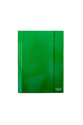daço Laminated Cardboard Folder, Color Green, Material Cardboard, Elastic Closure