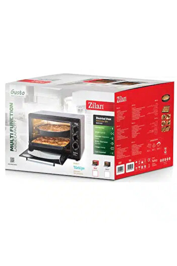 Zilan Cuptor electric Zilan, capacitate 38 litri, putere 1500 W, cronometru 90 min, grătar, tavă dreptunghiulară, negru