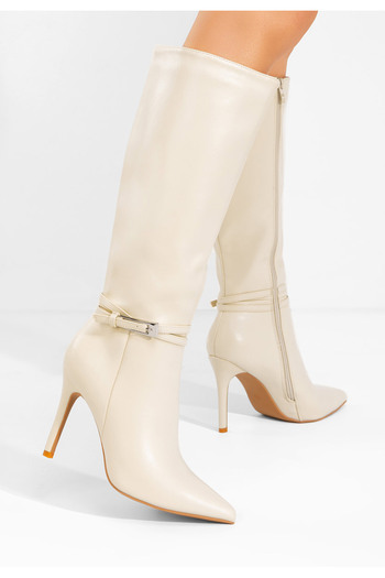 B T Shoes Μπότες με λεπτό τακούνι Nivora μπεζ