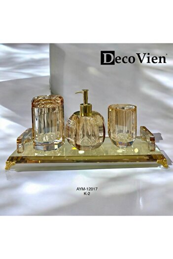 decovien 4 Parça Kristal Tepsili Banyo Seti Bal