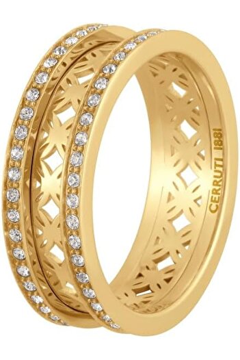 Cerruti 1881 Elettra Gold Ring with Crystal Cut-Out Flower Design for Women