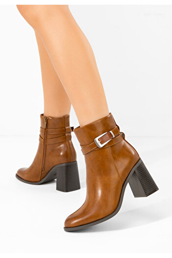 B T Shoes Μποτάκια με χοντρό τακούνι Reica ταμπά