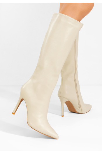 B T Shoes Ψηλές μπότες με λεπτό τακούνι Kiva μπεζ