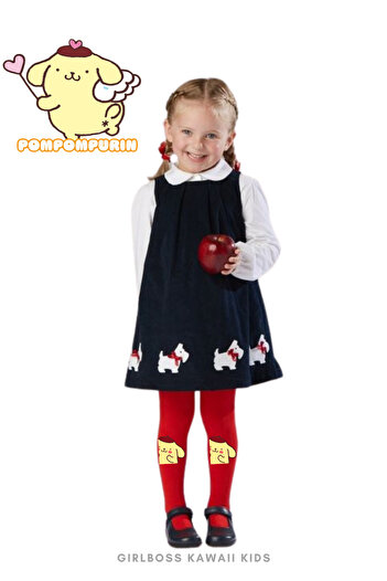 Girlboss Kawaii Pompompurin matte opaque tights, 5 color options, random pattern.