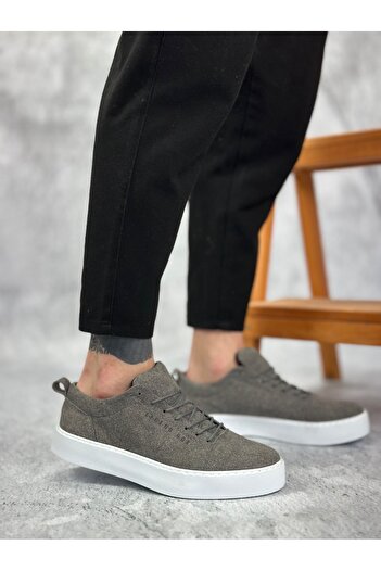 BOA Ba0104 Lace-Up Gray Suede White Sole Sports Classic Men's Shoes
