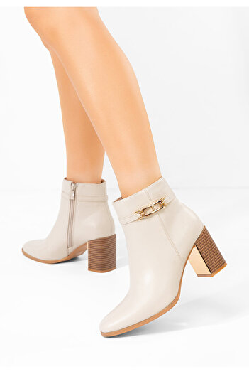 B T Shoes Μποτάκια με χοντρό τακούνι Arletta μπεζ