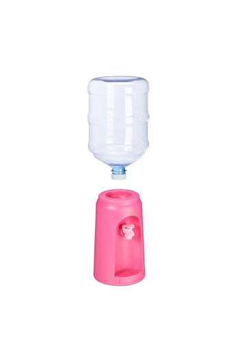 Relaxdays Water dispenser, with tap, grid tray for collecting water, 4.5 L, pink, 47.5 x 17 cm